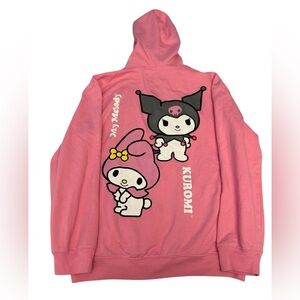 SANRIO Kuromi & My Melody Pink Full Zip Hoodie XS Kawaii‎ Cozy Streetwear
